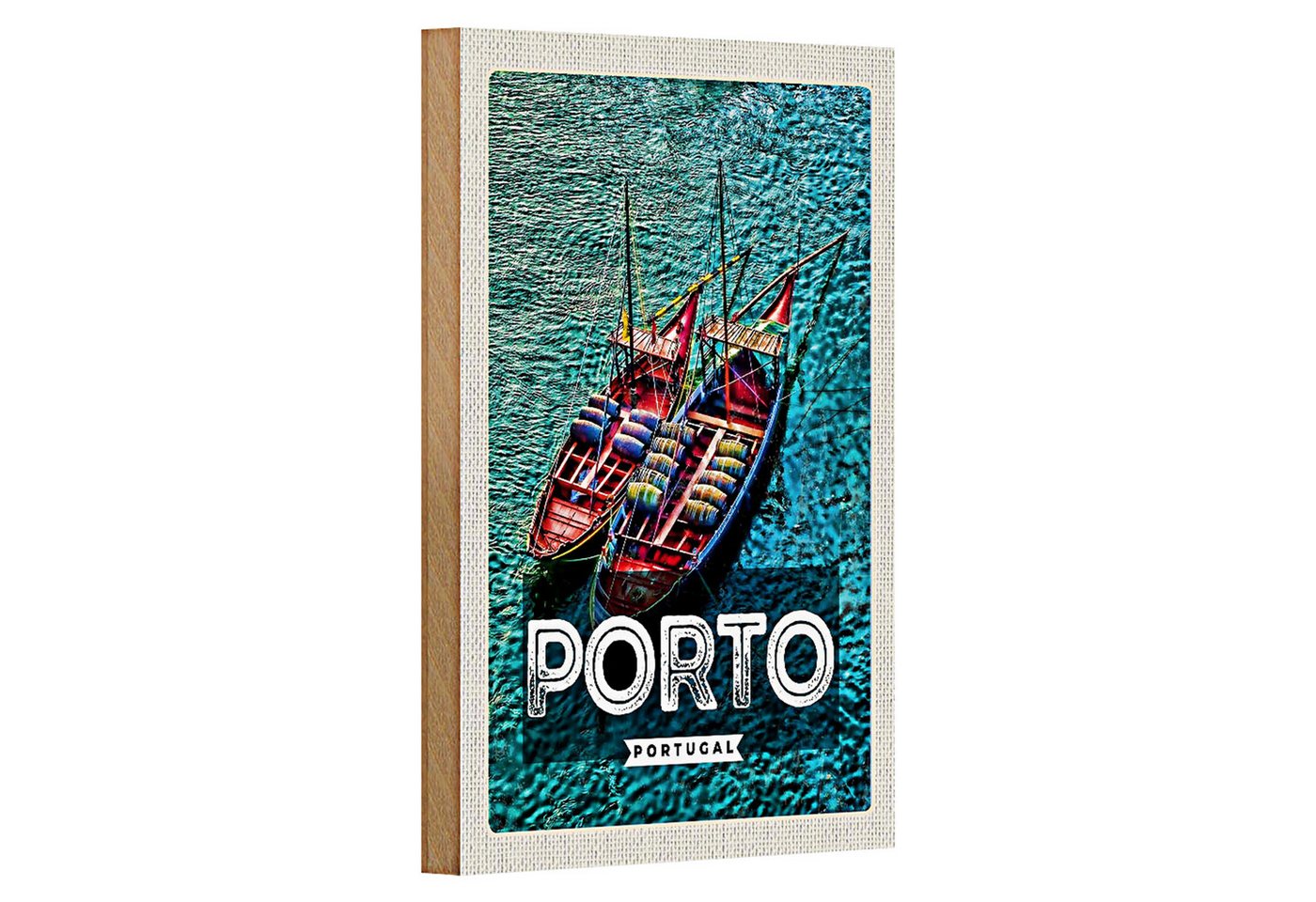 Roomando Holzbild Reise 12x18cm Porto Portugal Poster Meer Boote Roomando Holzbild Reise 12x18cm Porto Portugal Poster Meer Boote von Roomando