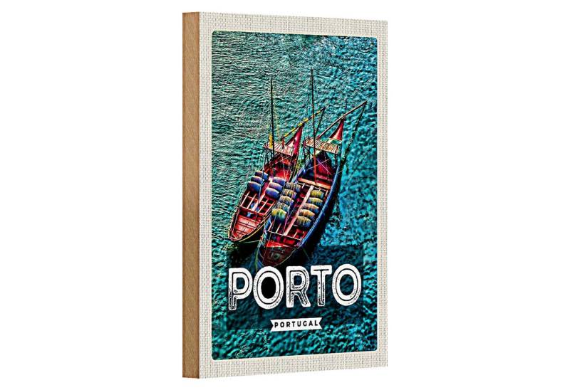Roomando Holzbild Reise 12x18cm Porto Portugal Poster Meer Boote von Roomando