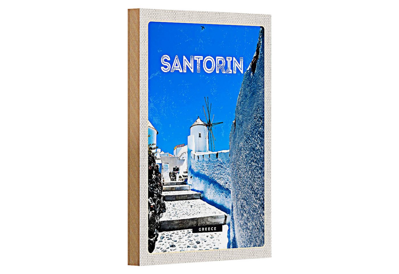 Roomando Holzbild Reise 12x18cm Santorini Griechenland weiße Treppen Roomando Holzbild Reise 12x18cm Santorini Griechenland weiße Treppen von Roomando