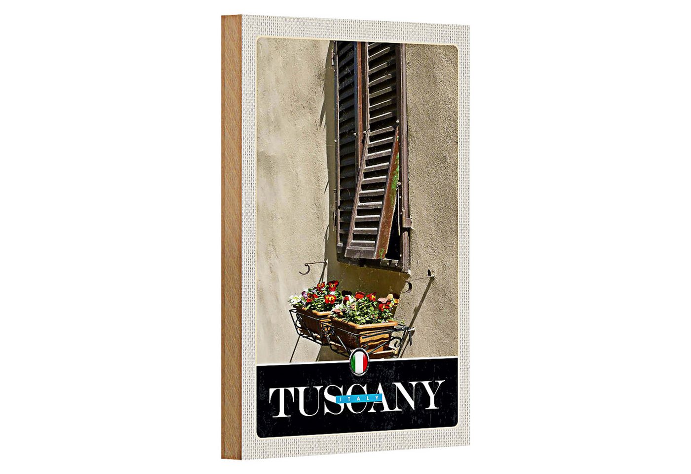 Roomando Holzbild Reise 12x18cm Toskana Italien Fenster Blumen Schild Roomando Holzbild Reise 12x18cm Toskana Italien Fenster Blumen Schild von Roomando