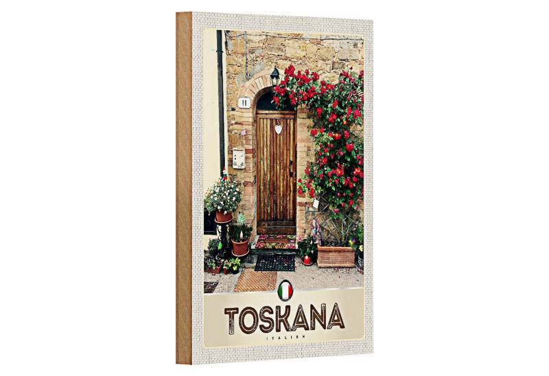 Roomando Holzbild Reise 12x18cm Toskana Italien Natur Blumen Tür von Roomando