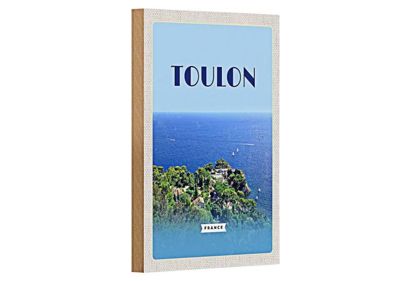 Roomando Holzbild Reise 12x18cm Toulon France Meer Urlaub Poster von Roomando