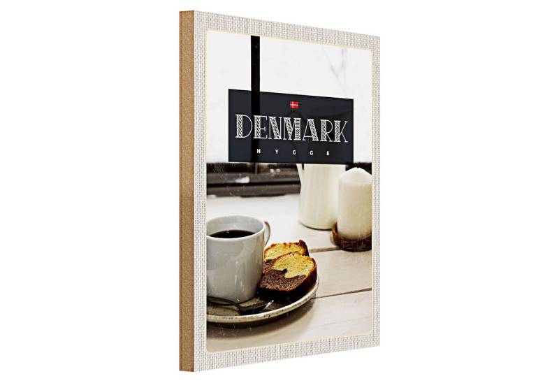 Roomando Holzbild Reise 30x40cm Dänemark Kaffee Marmorkuchen Wohnung von Roomando