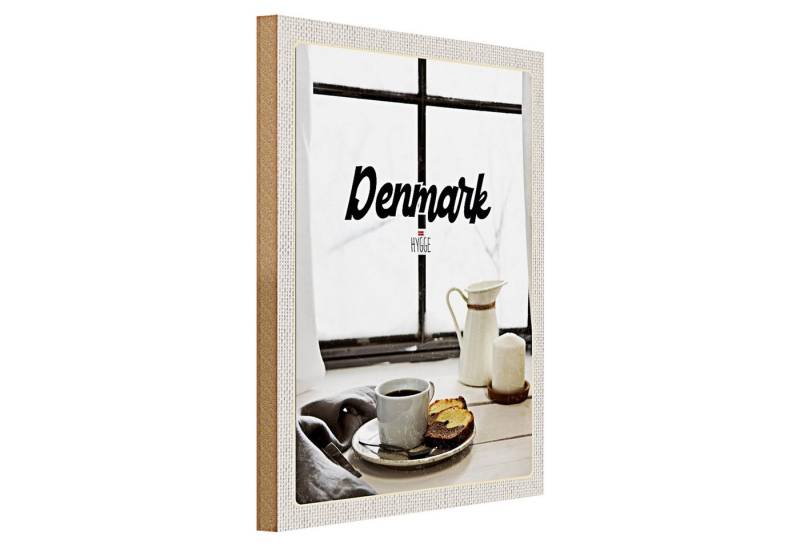 Roomando Holzbild Reise 30x40cm Dänemark Kaffee und Kuchen Fenster von Roomando