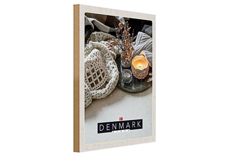 Roomando Holzbild Reise 30x40cm Dänemarkration gemütlich Kerze von Roomando