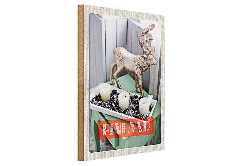 Roomando Holzbild Reise 30x40cm Finnland Hirsch Adventsteller von Roomando