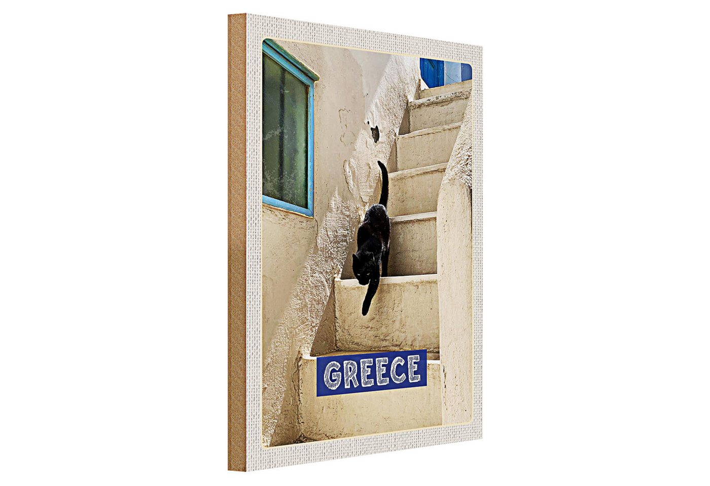 Roomando Holzbild Reise 30x40cm Greece Griechenland weiße Treppe Katze Roomando Holzbild Reise 30x40cm Greece Griechenland weiße Treppe Katze von Roomando