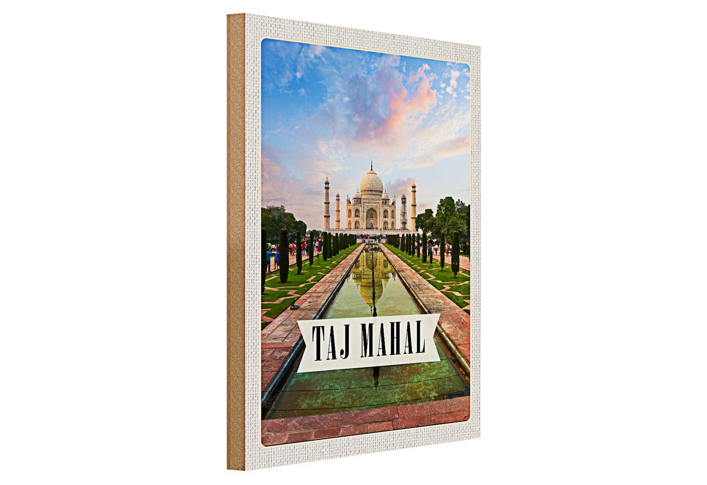 Roomando Holzbild Reise 30x40cm Indien Taj Mahal Agra Garten Bäume von Roomando