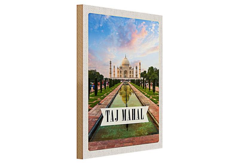 Roomando Holzbild Reise 30x40cm Indien Taj Mahal Agra Garten Bäume von Roomando