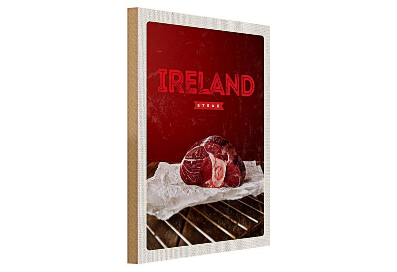 Roomando Holzbild Reise 30x40cm Irland bestes rotes Steak im Ofen von Roomando