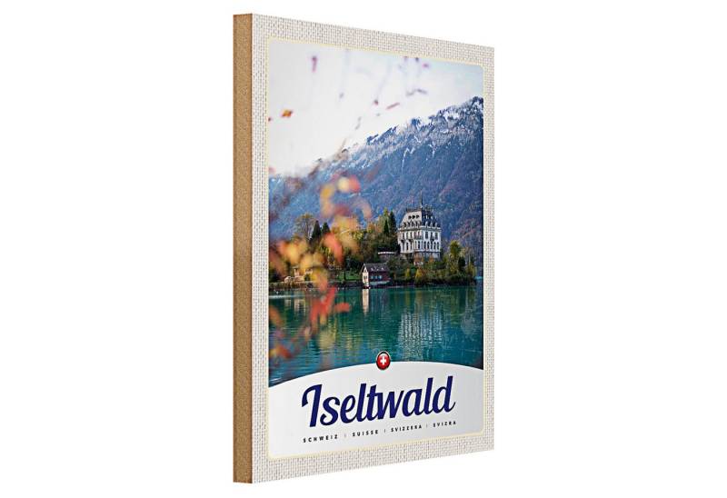 Roomando Holzbild Reise 30x40cm Iseltwald Schweiz Europa See Natur von Roomando