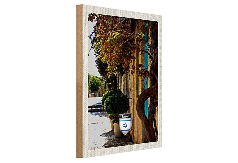 Roomando Holzbild Reise 30x40cm Israel Stadt Pflanzen Urlaub von Roomando