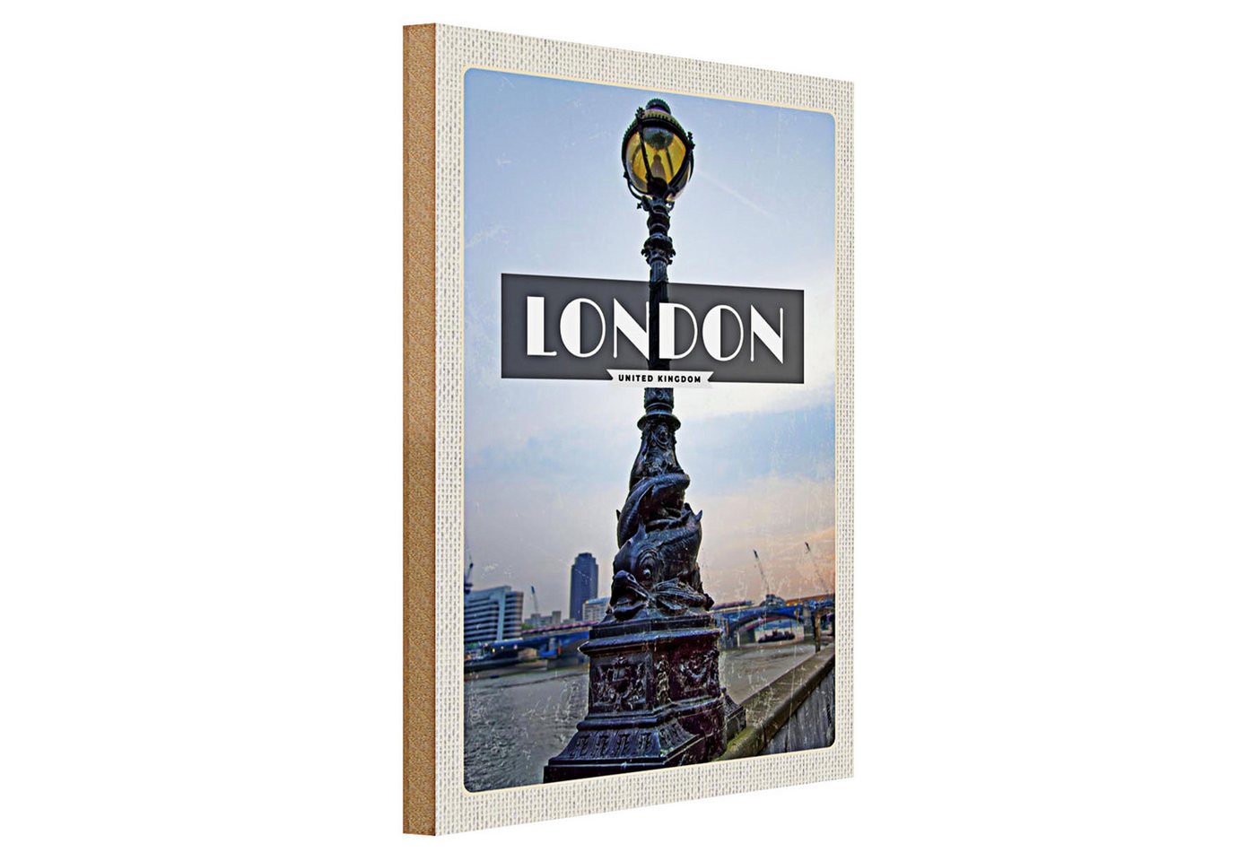 Roomando Holzbild Reise 30x40cm London United Kingdom Retro Poster Roomando Holzbild Reise 30x40cm London United Kingdom Retro Poster von Roomando