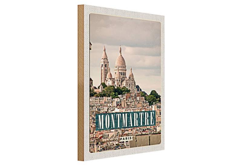 Roomando Holzbild Reise 30x40cm Montamartre Paris Panorama Poster von Roomando