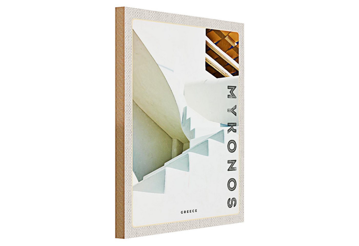 Roomando Holzbild Reise 30x40cm Mykonos Griechenland weiße Treppen Roomando Holzbild Reise 30x40cm Mykonos Griechenland weiße Treppen von Roomando