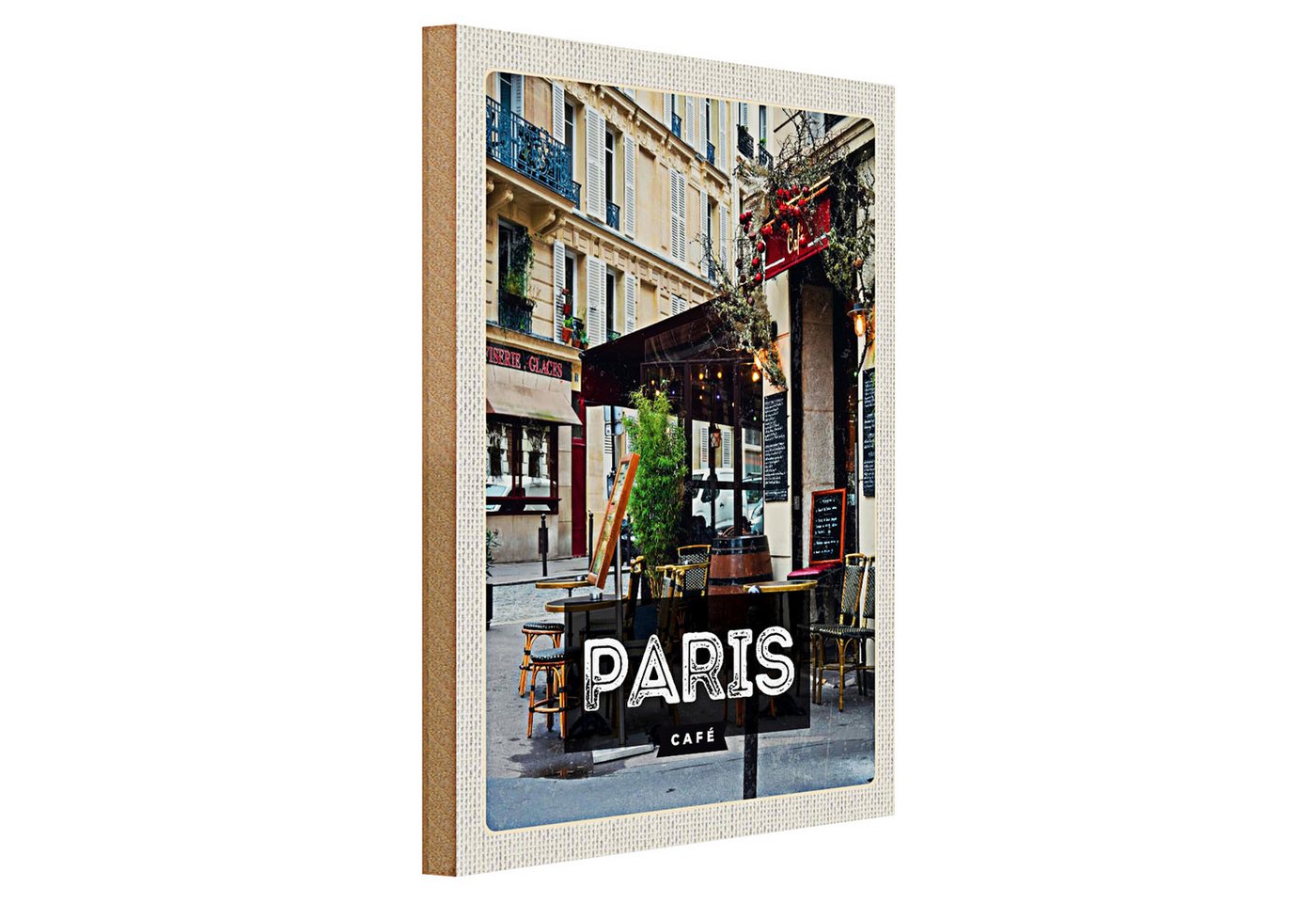 Roomando Holzbild Reise 30x40cm Paris Cafe Reiseziel Poster Roomando Holzbild Reise 30x40cm Paris Cafe Reiseziel Poster von Roomando