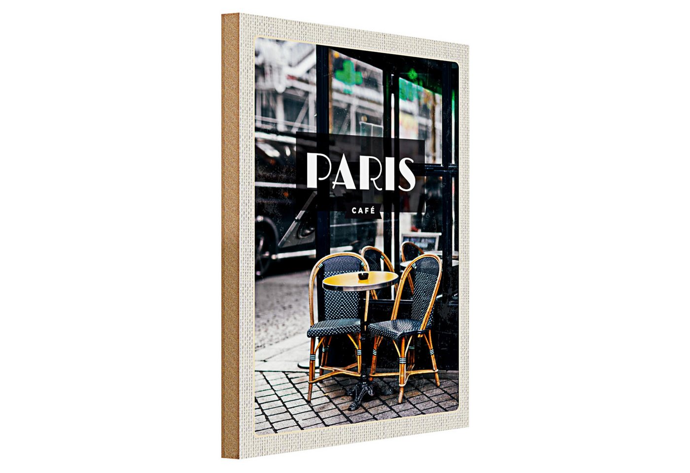 Roomando Holzbild Reise 30x40cm Paris Cafe Retro Reiseziel Poster Roomando Holzbild Reise 30x40cm Paris Cafe Retro Reiseziel Poster von Roomando