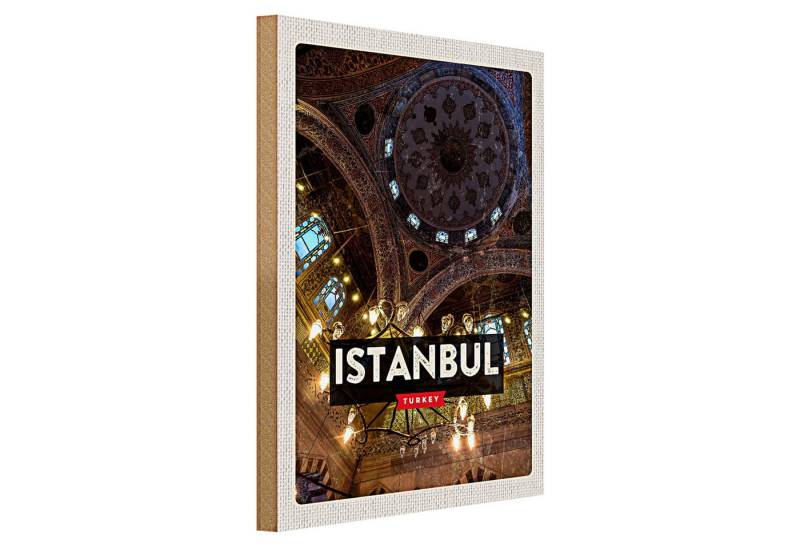 Roomando Holzbild Reise 30x40cm Retro Istanbul Turkey Großer Markt von Roomando