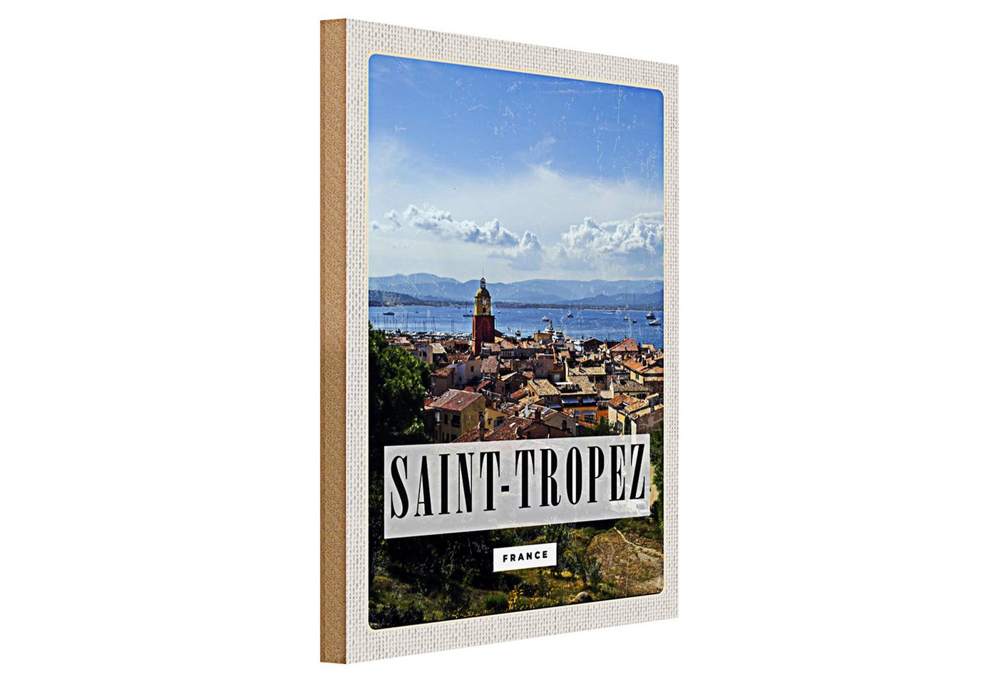 Roomando Holzbild Reise 30x40cm Saint-Tropez France Panorama Poster Roomando Holzbild Reise 30x40cm Saint-Tropez France Panorama Poster von Roomando