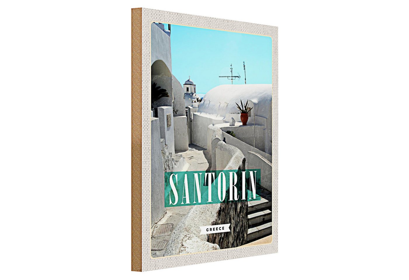 Roomando Holzbild Reise 30x40cm Santorini Stadt weiße Gebäude Treppen Roomando Holzbild Reise 30x40cm Santorini Stadt weiße Gebäude Treppen von Roomando