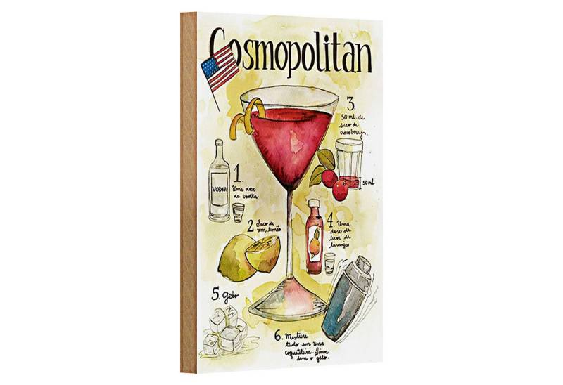 Roomando Holzbild Rezept 12x18cm Cosmopolitan Cocktail Recipe Roomando Holzbild Rezept 12x18cm Cosmopolitan Cocktail Recipe von Roomando