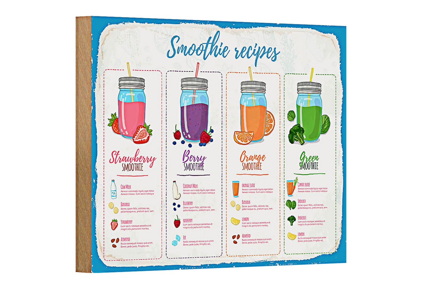 Roomando Holzbild Rezept Smoothie Recipe Berry Orange 18x12cm Roomando Holzbild Rezept Smoothie Recipe Berry Orange 18x12cm von Roomando