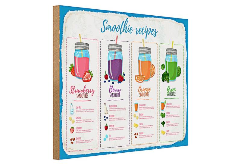 Roomando Holzbild Rezept Smoothie Recipe Berry Orange 40x30cm von Roomando