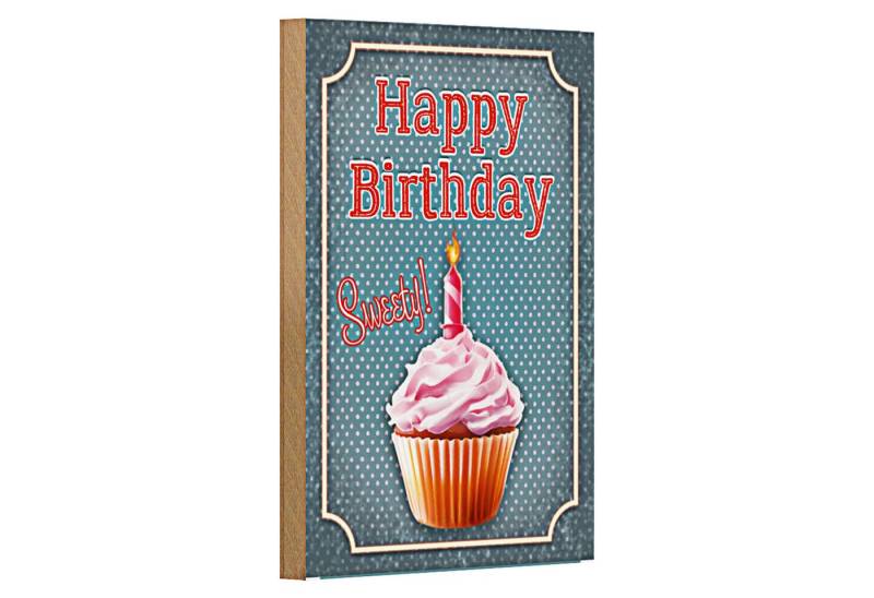 Roomando Holzbild Spruch 12x18cm Happy Birthday sweety! Kerze von Roomando