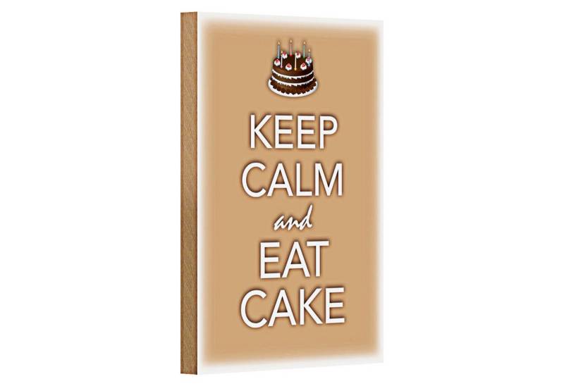 Roomando Holzbild Spruch 12x18cm Keep Calm and eat cake von Roomando