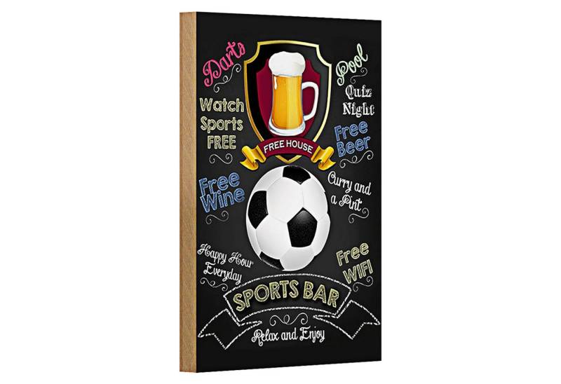 Roomando Holzbild Spruch 12x18cm sports bar free wine darts pool von Roomando