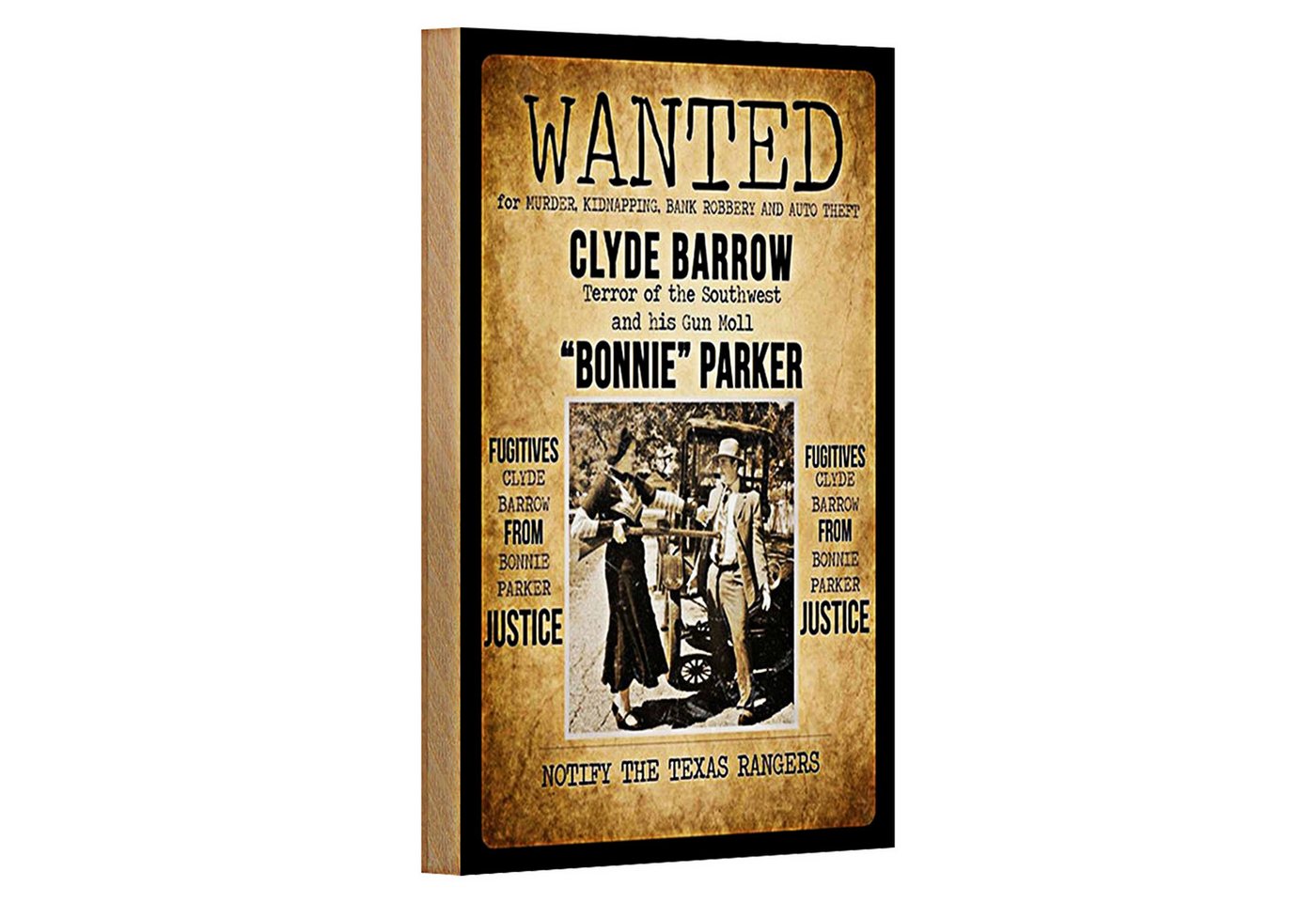 Roomando Holzbild Spruch 12x18cm wanted clyde Barrow Bonnie Roomando Holzbild Spruch 12x18cm wanted clyde Barrow Bonnie von Roomando