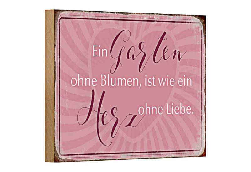 Roomando Holzbild Spruch 18x12cm Garten ohne Blumen wie Herz ohne von Roomando