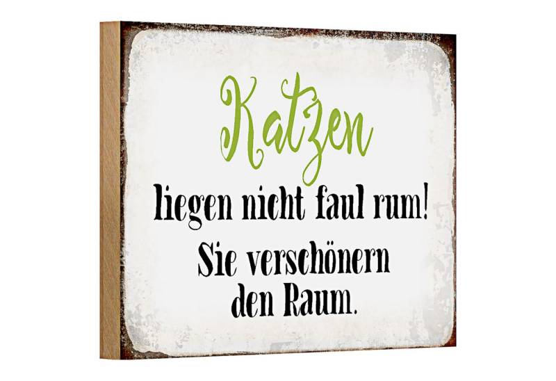 Roomando Holzbild Spruch 18x12cm Katzen liegen nicht faul rum von Roomando