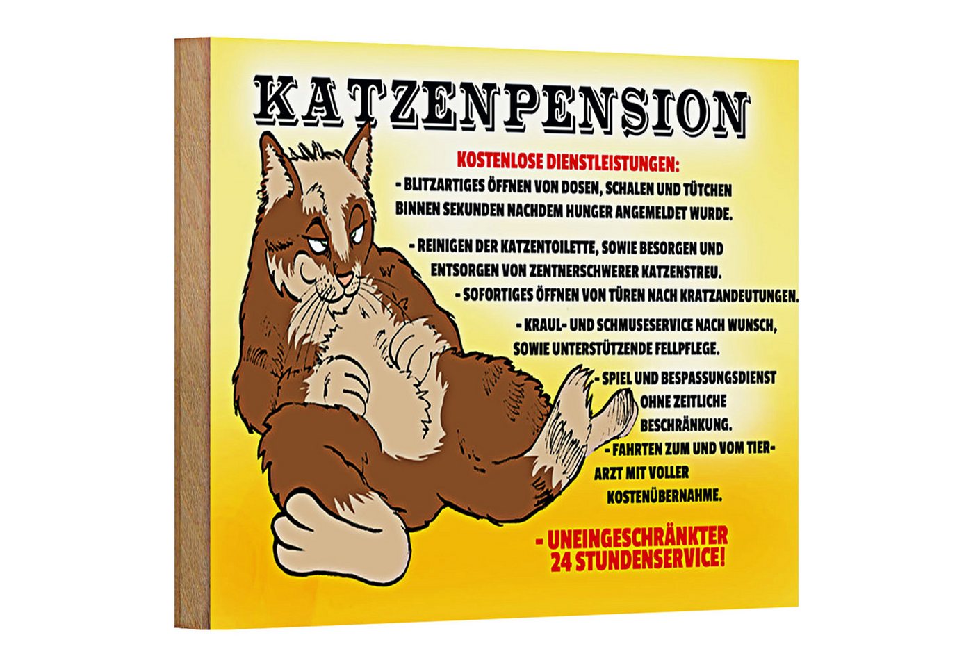 Roomando Holzbild Spruch 18x12cm Katzenpension 24h Service von Roomando