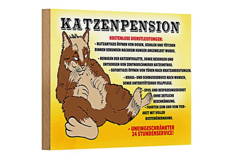 Roomando Holzbild Spruch 18x12cm Katzenpension 24h Service von Roomando