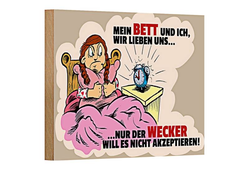 Roomando Holzbild Spruch 18x12cm Mein Bett und Ich wir lieben uns von Roomando