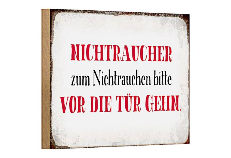 Roomando Holzbild Spruch 18x12cm Nichtraucher bitte vor die Tür von Roomando
