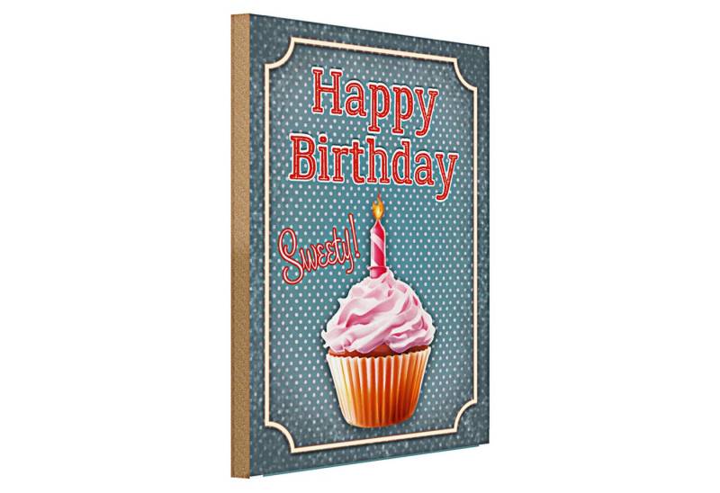 Roomando Holzbild Spruch 30x40cm Happy Birthday sweety! Kerze von Roomando