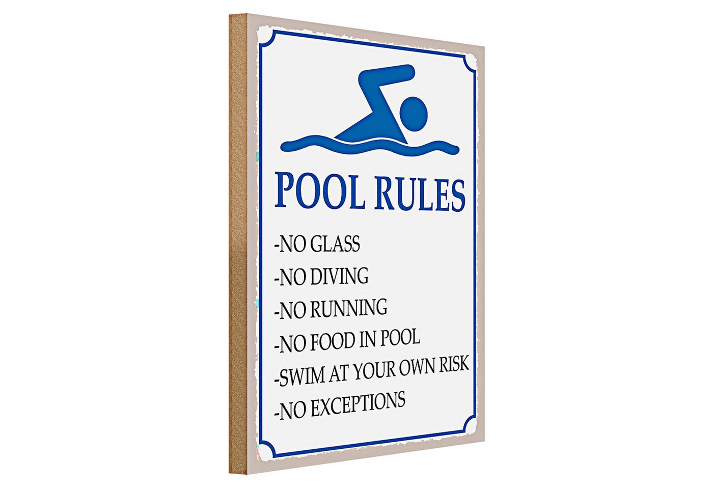 Roomando Holzbild Spruch 30x40cm Pool Rules No glass no diving Roomando Holzbild Spruch 30x40cm Pool Rules No glass no diving von Roomando