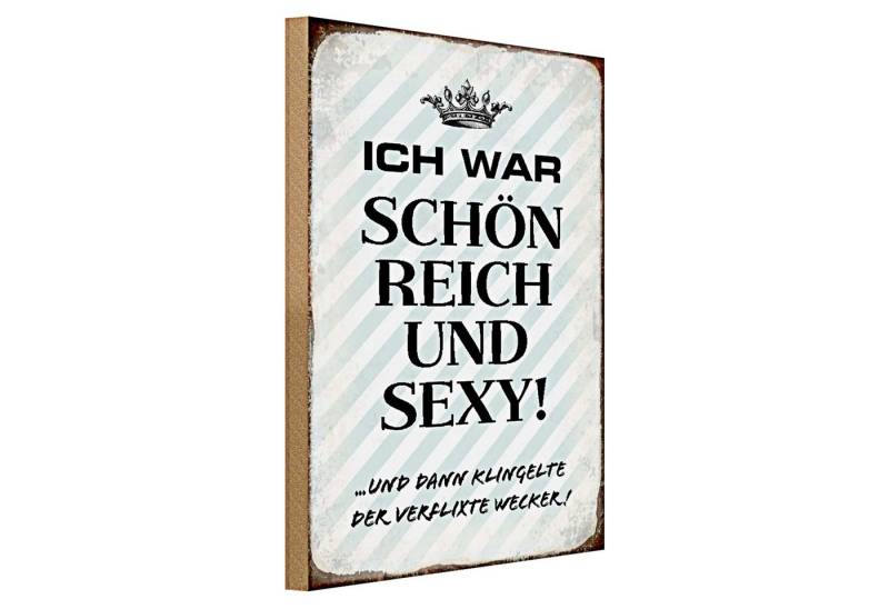 Roomando Holzbild Spruch 30x40cm ich war schön reich dann Wecker Roomando Holzbild Spruch 30x40cm ich war schön reich dann Wecker von Roomando