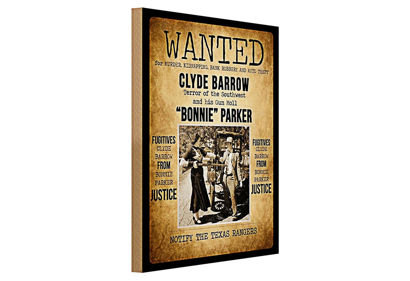 Roomando Holzbild Spruch 30x40cm wanted clyde Barrow Bonnie Roomando Holzbild Spruch 30x40cm wanted clyde Barrow Bonnie von Roomando