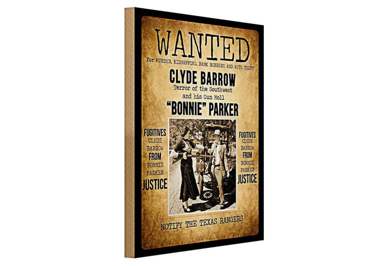 Roomando Holzbild Spruch 30x40cm wanted clyde Barrow Bonnie von Roomando