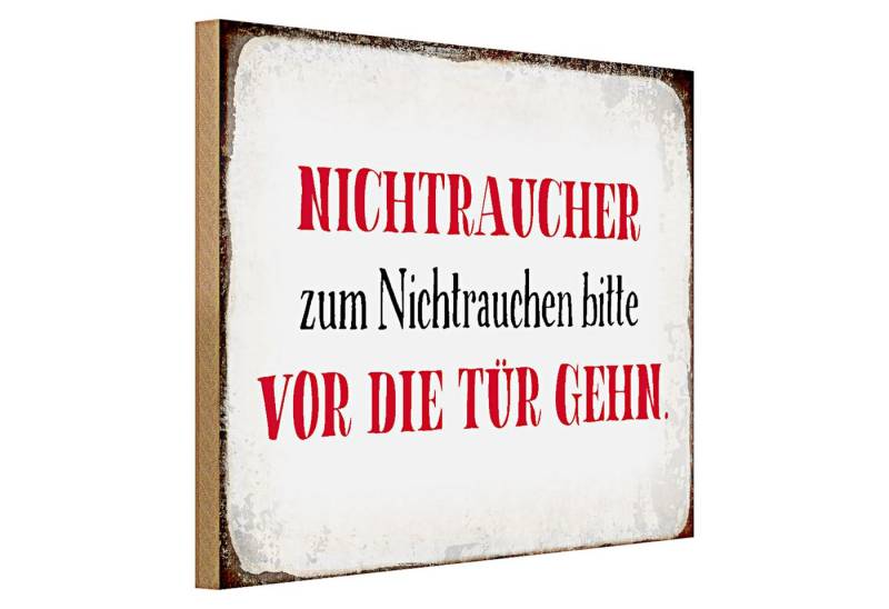 Roomando Holzbild Spruch 40x30cm Nichtraucher bitte vor die Tür von Roomando