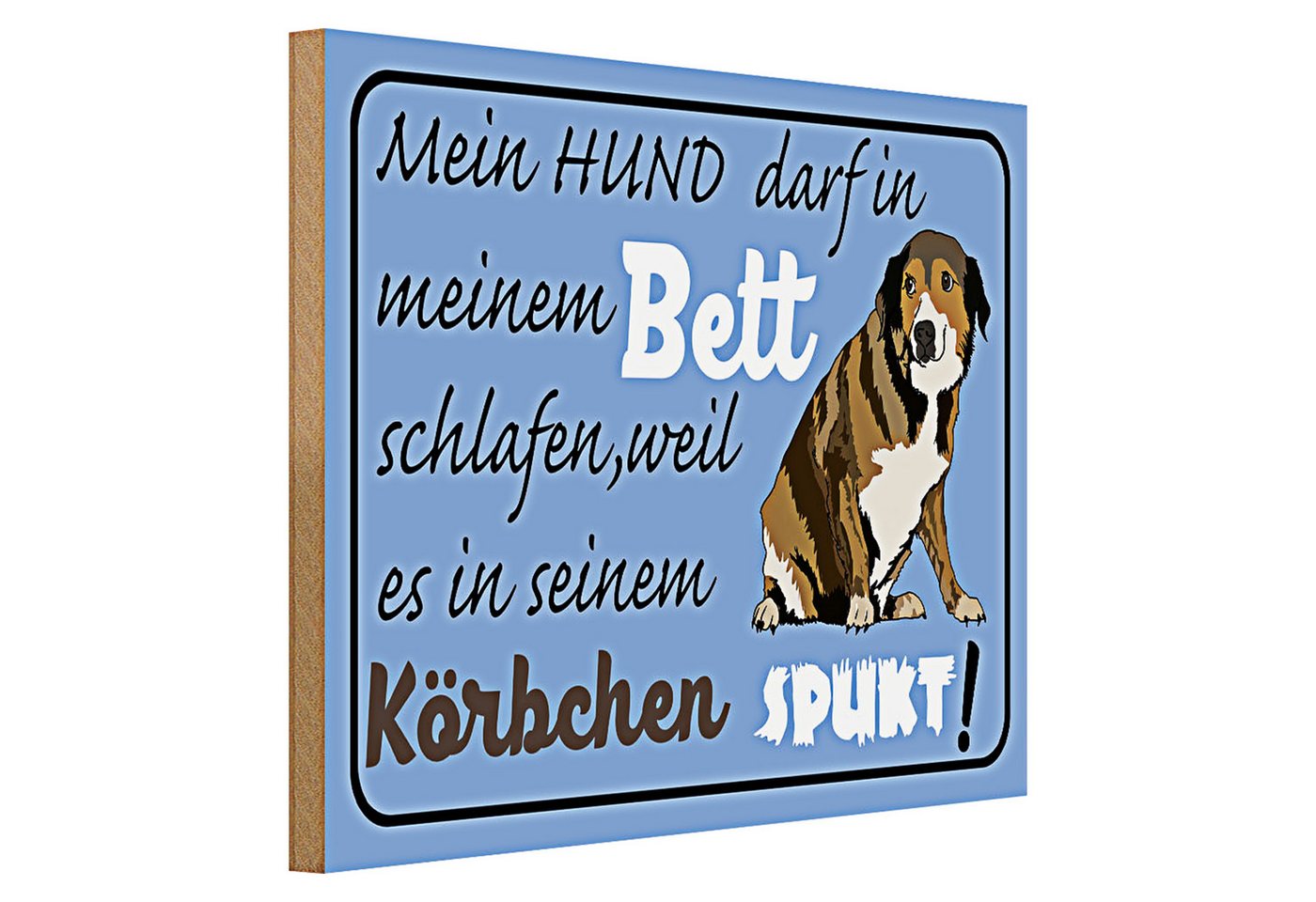 Roomando Holzbild Spruch 40x30cm mein Hund darf im Bett schlafen Roomando Holzbild Spruch 40x30cm mein Hund darf im Bett schlafen von Roomando