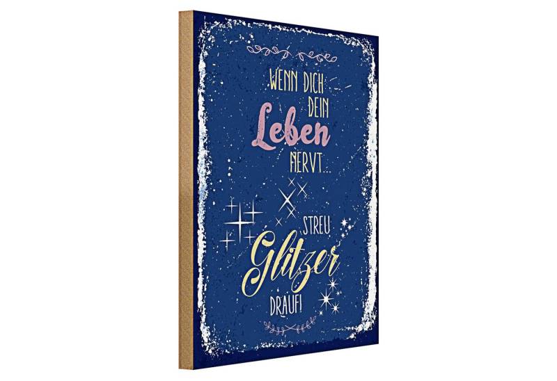Roomando Holzbild Spruch Glitzer wenn dich dein Leben nervt 30x40cm von Roomando