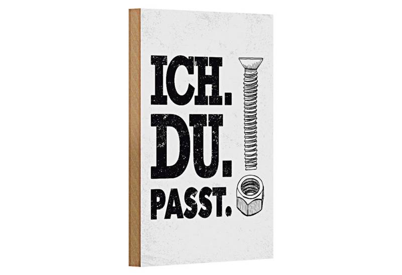 Roomando Holzbild Spruch Ich Du Passt Schraube Mutter 12x18cm von Roomando