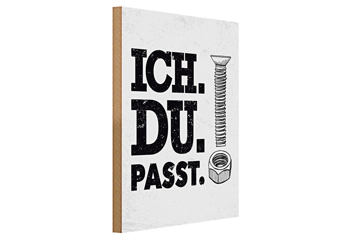 Roomando Holzbild Spruch Ich Du Passt Schraube Mutter 30x40cm Roomando Holzbild Spruch Ich Du Passt Schraube Mutter 30x40cm von Roomando