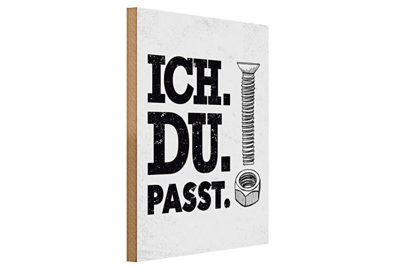 Roomando Holzbild Spruch Ich Du Passt Schraube Mutter 30x40cm von Roomando
