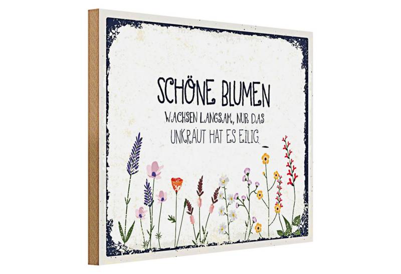 Roomando Holzbild Spruch schöne Blumen wachsen langsam 40x30cm von Roomando