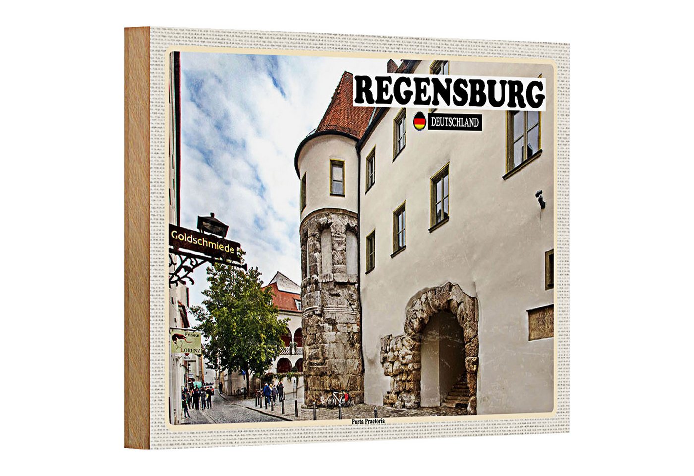 Roomando Holzbild Städte Regensburg Porta Practoria Schloss 18x12cm Roomando Holzbild Städte Regensburg Porta Practoria Schloss 18x12cm von Roomando